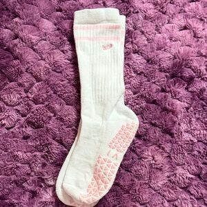 Women's White and Pink Athletic Socks